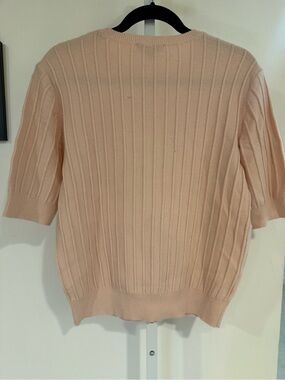 Ann Taylor Pink Ribbed Short-Sleeve Sweater